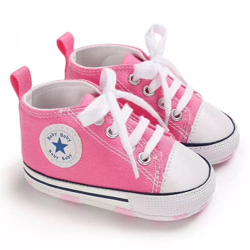First Walker Canvas shoes crib Baby High Top Ankle shoes Girl Pink
